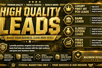 luxury first hit pch leads, bank leads, elderly citizen leads, fresh forex leads