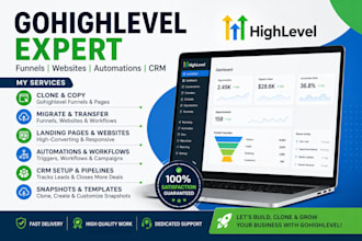 move clone gohighlevel funnels go high level landing pages ghl website expert VA