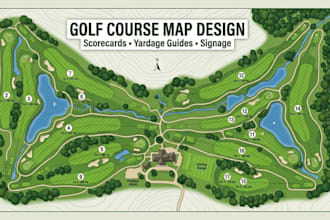 create golf course map design custom layout for scorecard and sign