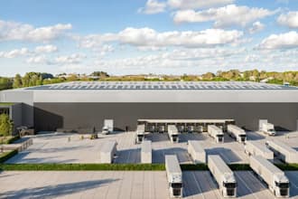 construct 2d to 3d site plan,cgi industrial exterior,warehouse load dock render