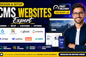 design setup drupal joomla ghost contentful strapi webflow duda jimdo website