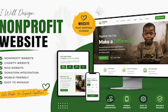 design a nonprofit website, charity website, ngo website and nonprofit website