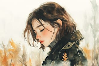 draw cute watercolor illustration