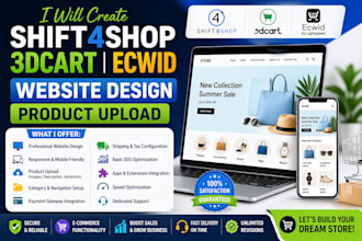 create shift4shop 3dcart ecwid website design product upload