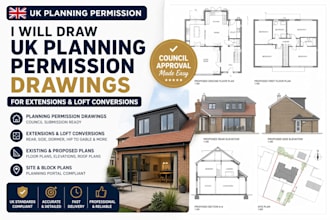 draw UK planning permission drawings for extensions and loft conversions
