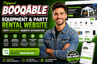 design booqable equipment and party rental website booking website integration