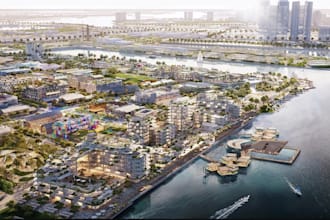 design modern 3d waterfront masterplan urban city layout real estate rendering
