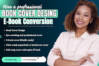 design book cover, layout book interior, ebook conversion for amazon kdp
