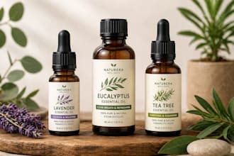 do essential oil herbal wellness packaging and  aromatherapy oil label design