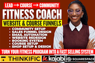 setup fitness coaching course, sales funnel, skool community kajabi, squarespace