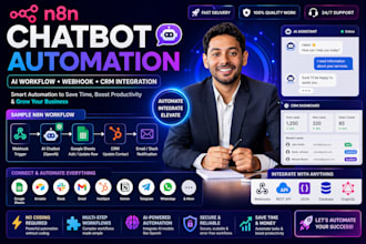build n8n chatbot automation, ai workflow, webhook and CRM integration