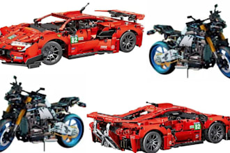 custom lego supercar moc vehicle design technic bike xml model with pdf partlist