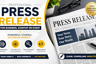 create a professional press release business, startup or event