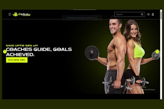 design a gym equipment shopify store fitness website for your brand
