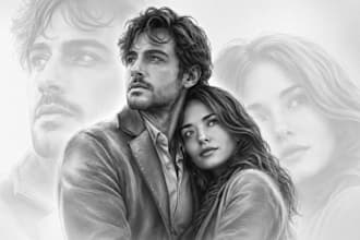 draw realistic pencil sketch portrait, hand drawn art and face illustration