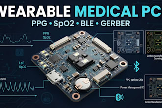 design wearable medical pcb with sensors, ble, ppg, spo2 and gerber files