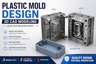 design plastic injection mold and 3d cad models for manufacturing