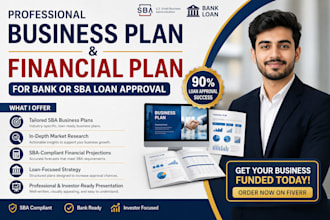 write a professional business plan and financial plan for bank or sba loan appr