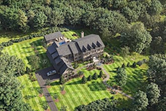 redesign massive luxury estate,3d aerial view, property layout, country living
