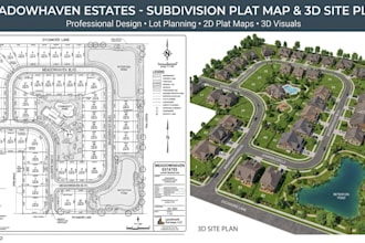 design estate maps plat maps lot subdivisions, and 2dand3d site plans