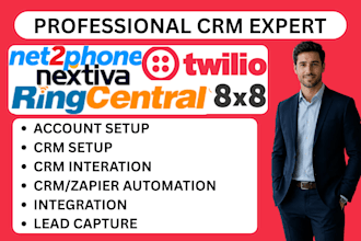 setup 8x8 twillo crm ringcentral nextiva automation net2phone zapier integration