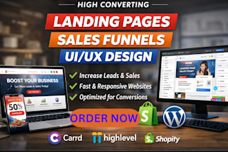 design high converting landing page, sales funnel, or website UI UX