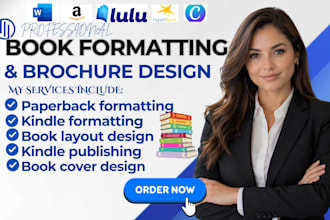 do ebook formatting, kindle ebook, brochure formatting, paperback format, cover