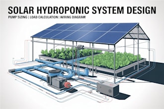 solar powered hydroponic system pump sizing load calculation wiring diagram USA