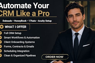 set up dubsado and honeybook crm account 17hats acuity sheduling workflow auto