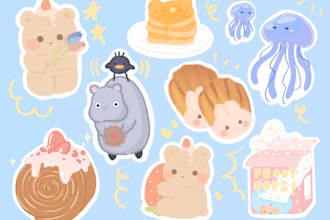 create cute doodles, illustration, sticker design