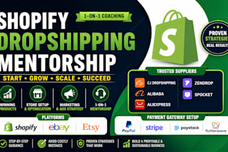 be your ecommerce dropshipping shopify mentor etsy coach ebay consultant growth
