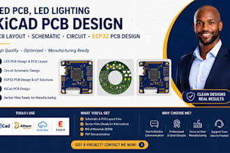led pcb, led lighting kicad pcb pcb layout, schematic, circuit, esp32 pcb design