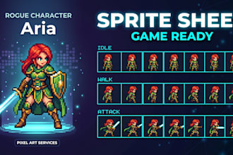 do pixel art animation, sprite sheet, pixel animation 2d pixel game art