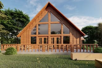 design 3d bamboo villas, wood cabanas, eco lodges, and tiny houses with renders