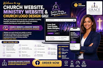 design church website, ministry website with wix or wordpress squarespace