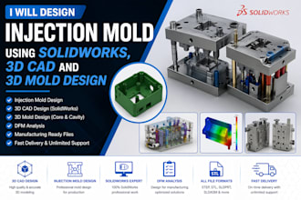 design injection mold using solidworks, 3d cad, 3d mold design