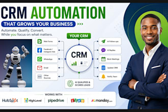 setup hubspot, gohighlevel, pipedrive CRM, zoho, crm automation with ai agent