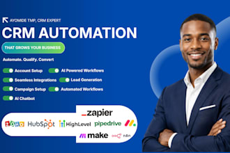 setup hubspot, gohighlevel crm, pipedrive CRM, zoho crm automation with ai agent
