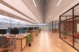 do 3d office design, coworking space, corporate office, corworking office design