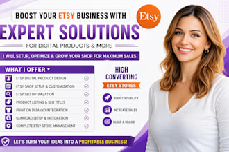etsy digital product etsy shop set up etsy seo listing, print on demand,gumroad