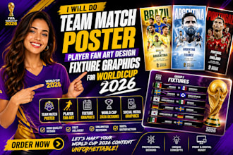 do team match poster player fan art design fixture graphics for worldcup 2026