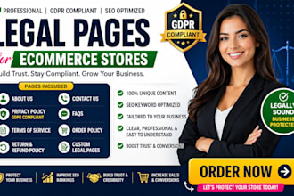 write legal pages about us tos privacy policy gdpr compliant for ecommerce store