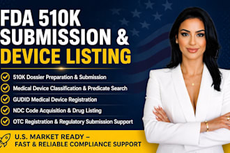 fda 510k dossier, medical device listing, ndc, otc registration and compliance