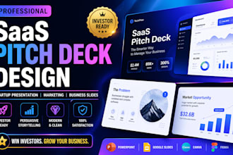 do saas pitch deck design, startup presentation, marketing business slides