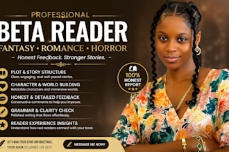 be your  romance beta reader, and dark romance novel beta reader for fantasy,