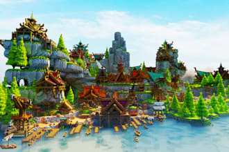 build custom minecraft map, city survival, spawn, world house castle, hubs lobby