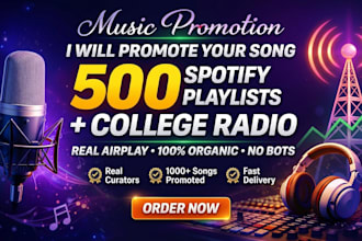 promote your song to 500 spotify playlists for more streams and fans