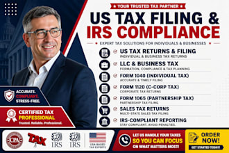 prepare US tax filing, llc tax, US tax returns, business tax 1040 5472 financial