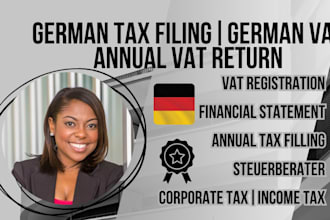 handle german tax filing, annual vat return, corporate tax income, german vat