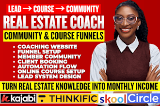 setup real estate course coaching sales funnel kajabi thinkific skool community